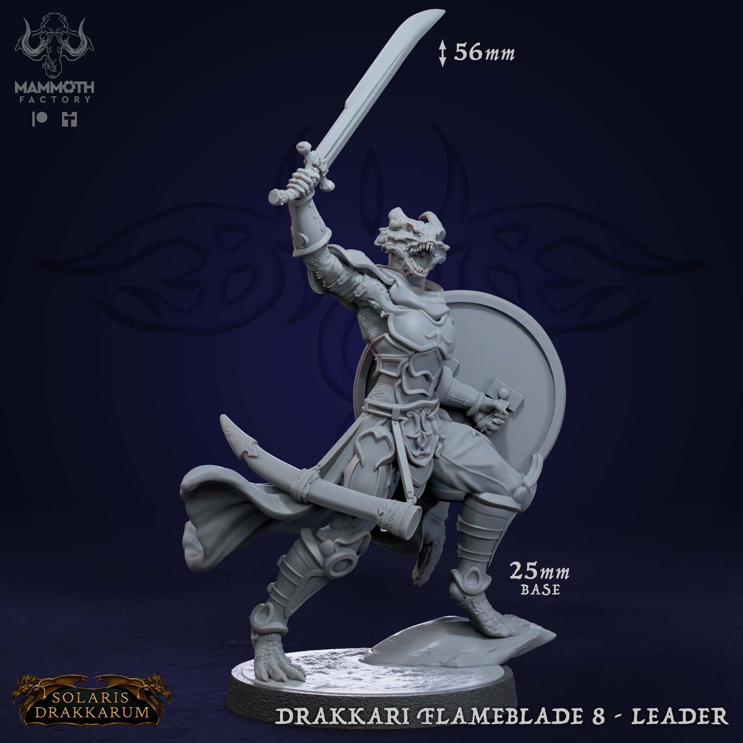 Drakkari Flameblade 8 Leader D&D miniatuur - complete fiery dragonkin warband uit Solaris Drakkarum set, Nederlandse kwaliteit Quest & Craft miniaturen nederland voor flame warrior encounters
