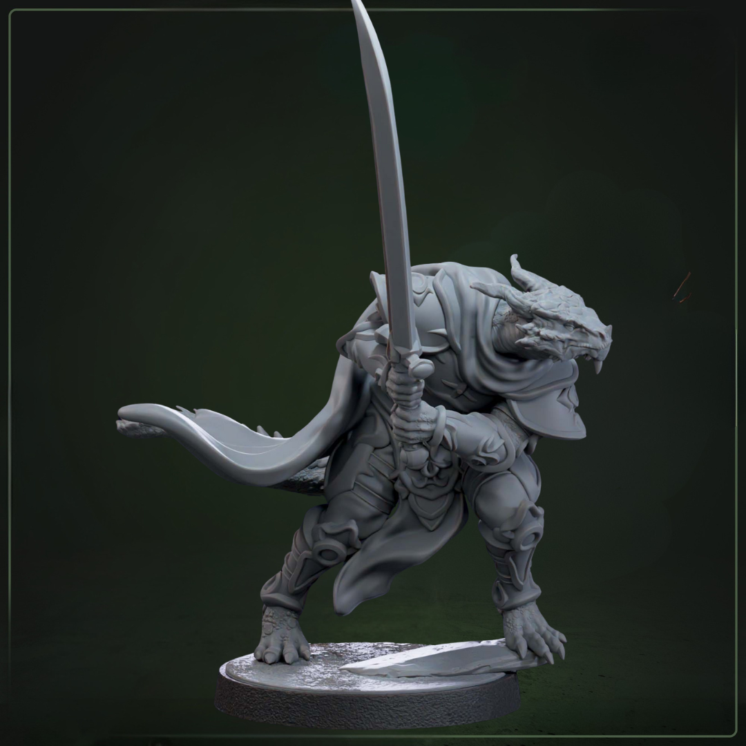 Drakkari Crusader 3 D&D miniatuur - immortal flame devotee uit Solaris Drakkarum collectie, TTRPG miniaturen voor Dungeons & Dragons van Quest & Craft
