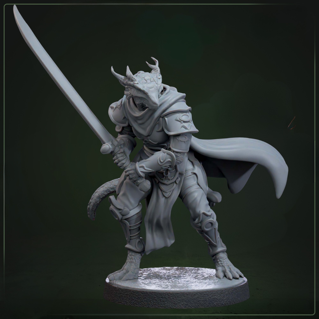 Drakkari Crusader 4 D&D miniatuur - dragonkin religious soldier uit crusader warband, DND miniaturen voor divine encounters bij Quest & Craft
