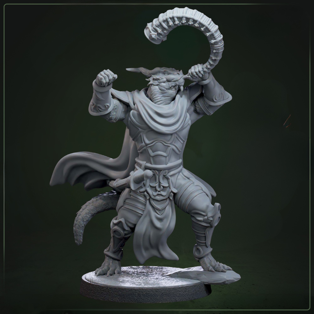 Drakkari Crusader 6 Musician D&D miniatuur - dragonkin muzikant uit crusader warband, speciale rol DND miniaturen voor georganiseerde religious encounters bij Quest & Craft
