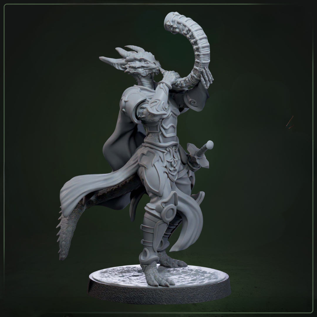 Drakkari Flameblade 6 Musician D&D miniatuur - dragonkin muzikant uit flameblade warband, speciale rol DND miniaturen voor georganiseerde fire encounters bij Quest & Craft
