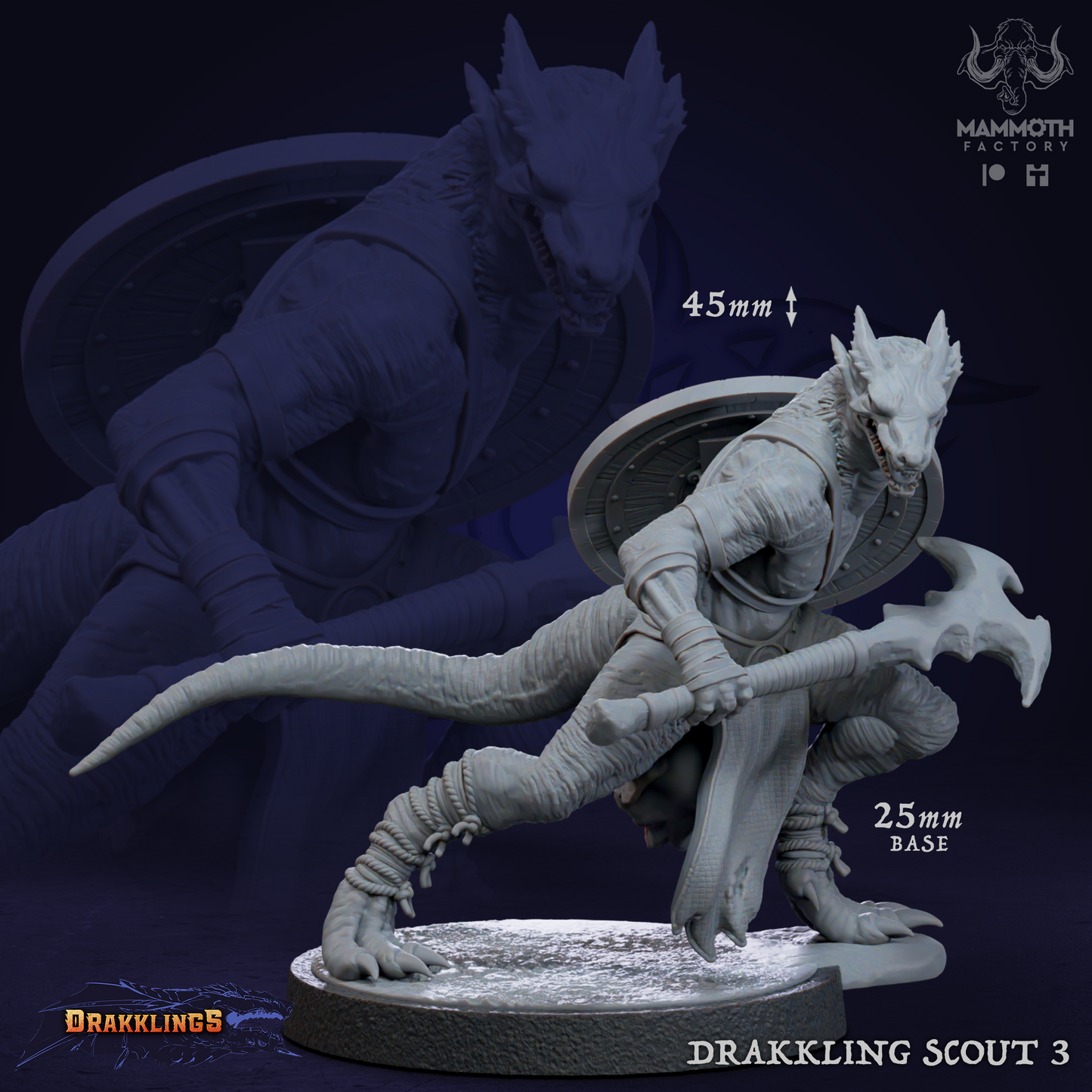 Drakkling Scout 3 D&D miniatuur - tactische drakkling uit Dragons Keep collectie, TTRPG miniaturen voor Dungeons & Dragons van Quest & Craft

