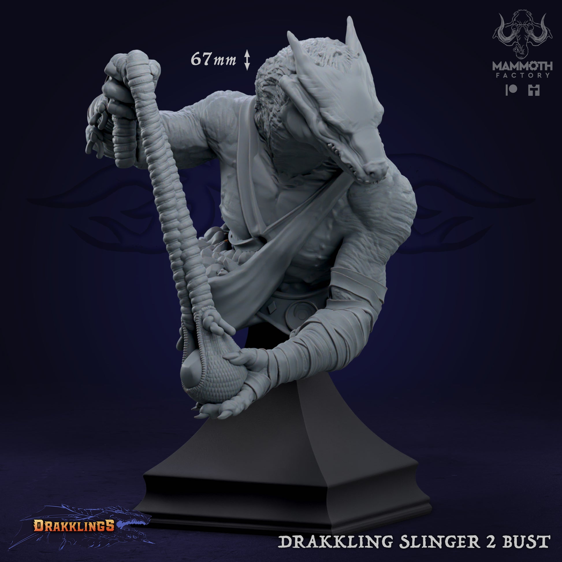 Drakkling Slinger Bust D&D miniatuur - premium character bust kleine draconische slinger uit Drakklings of Dragons Keep collectie, hoogdetail resin DND miniaturen bust voor verzamelaars van Quest & Craft
