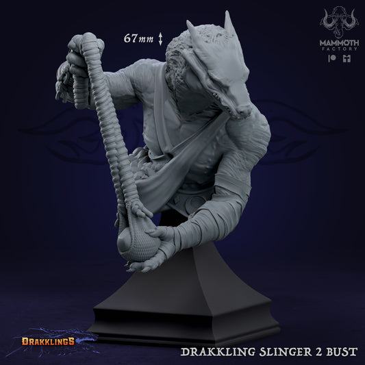 Drakkling Slinger Bust D&D miniatuur - premium character bust kleine draconische slinger uit Drakklings of Dragons Keep collectie, hoogdetail resin DND miniaturen bust voor verzamelaars van Quest & Craft
