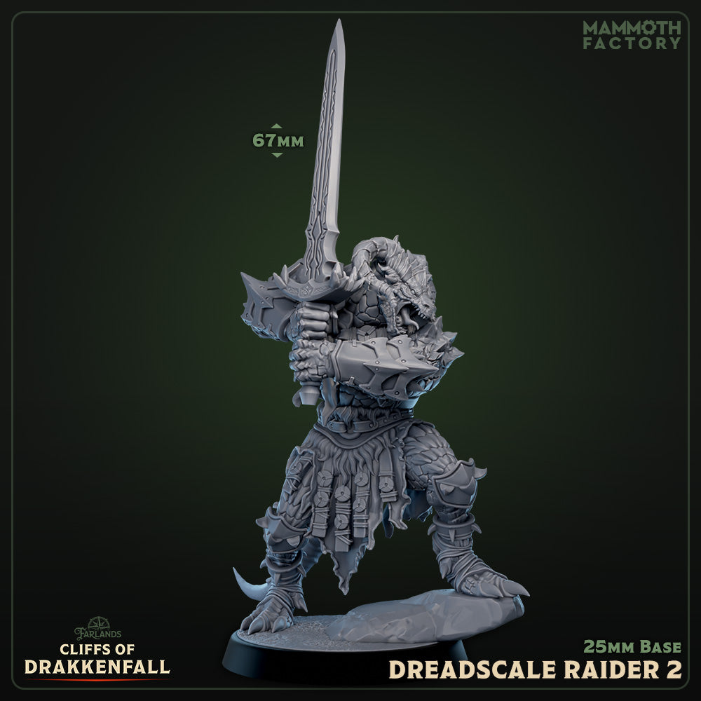 Dreadscale Raider 2 - zwaard hoog  -  D&D miniatuur - loyale Sagerasa volgeling met draconische kracht, fantasy miniaturen elite warrior voor tactische encounters bij Quest & Craft
