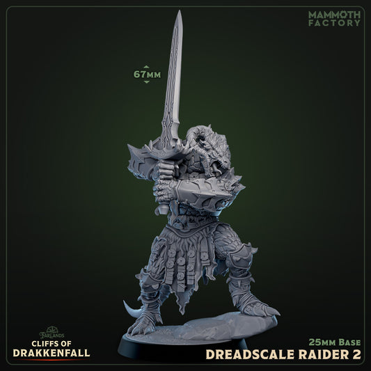 Dreadscale Raider 2 - zwaard hoog  -  D&D miniatuur - loyale Sagerasa volgeling met draconische kracht, fantasy miniaturen elite warrior voor tactische encounters bij Quest & Craft
