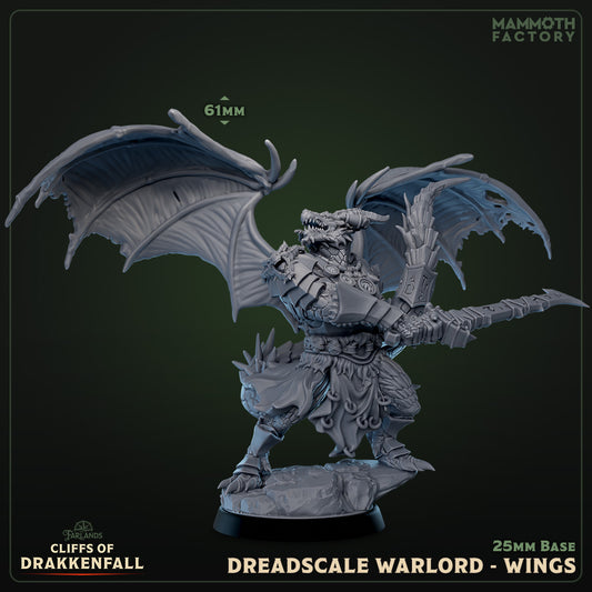 Dreadscale Warlord Met Vleugels D&D miniatuur - draconische warlord generaal uit Cliffs of Drakkenfall collectie, hoogdetail resin DND miniaturen voor fantasy tabletop RPG van Quest & Craft
