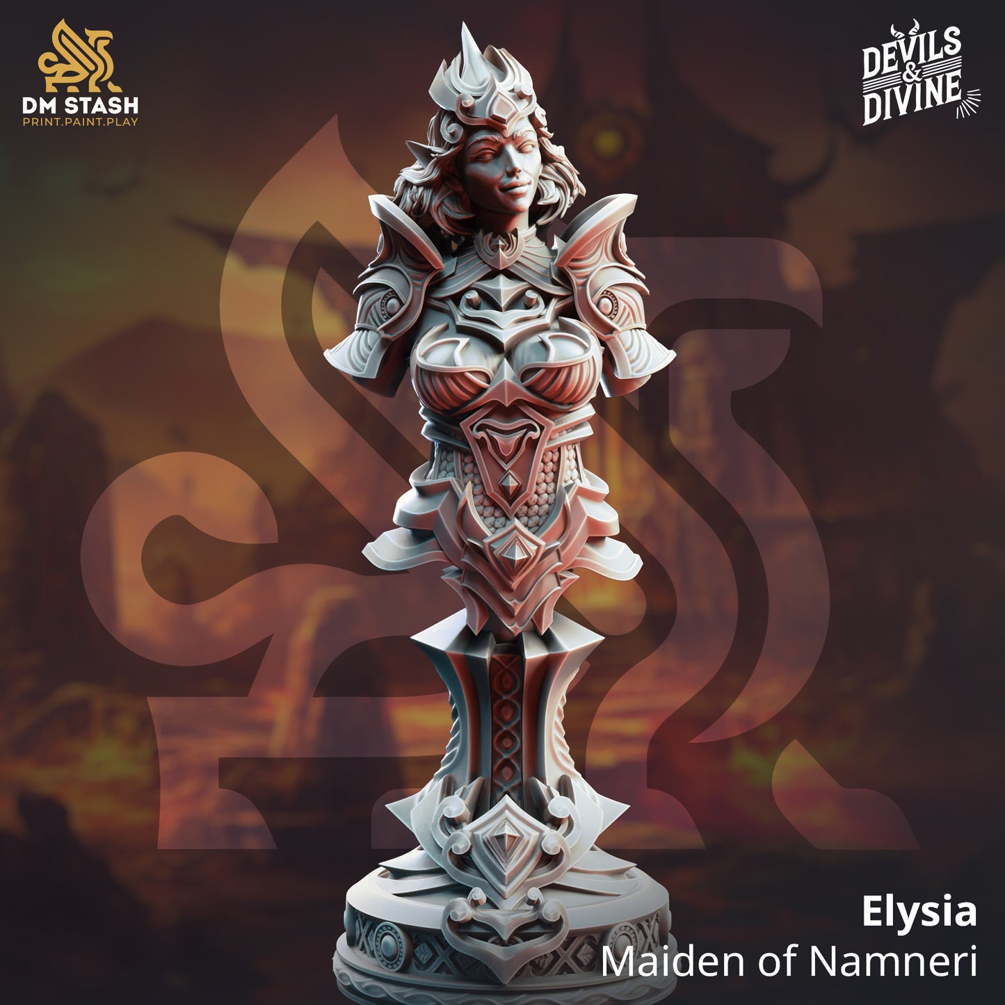 Elysia Maiden of Namneri Character Bust D&D miniatuur - elegante premium fantasy verzamelobject met mystieke details uit Feet First Into Hell campagne, DND miniaturen character bust voor TTRPG verzamelaars uit Nederland bij Quest & Craft