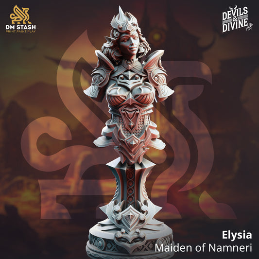 Elysia Maiden of Namneri Character Bust D&D miniatuur - elegante premium fantasy verzamelobject met mystieke details uit Feet First Into Hell campagne, DND miniaturen character bust voor TTRPG verzamelaars uit Nederland bij Quest & Craft
