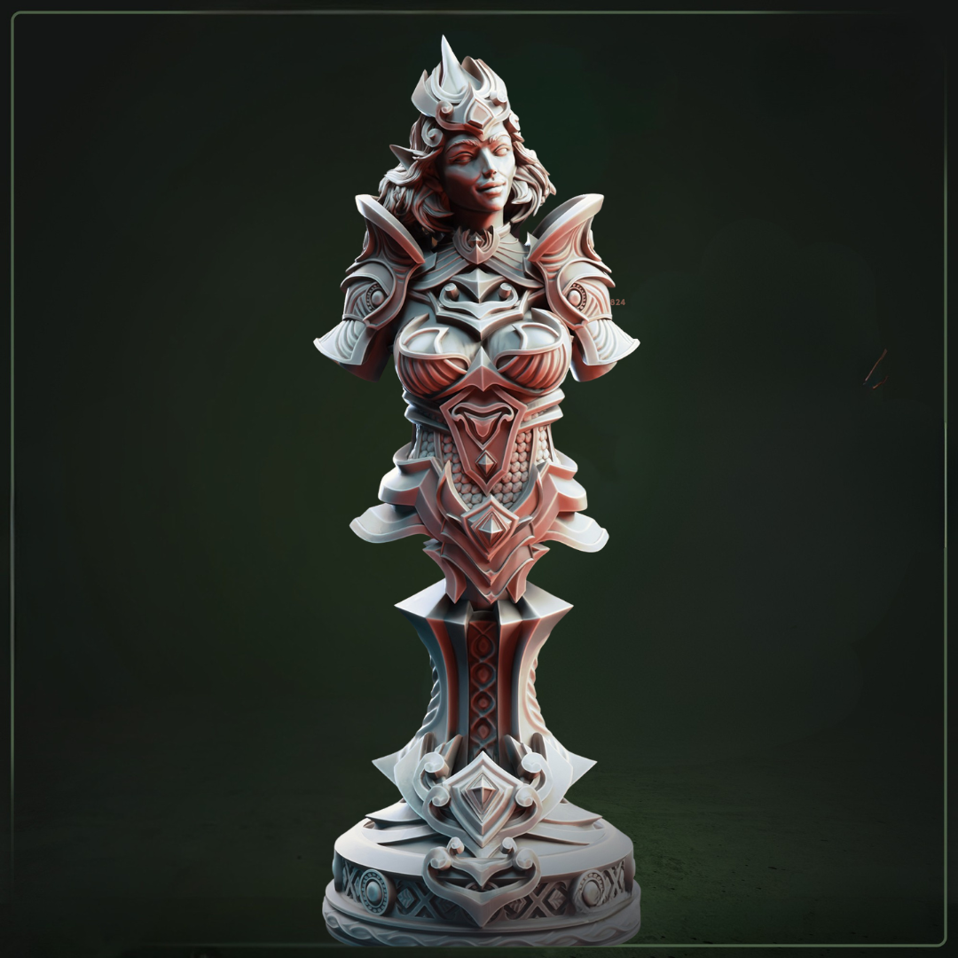 Elysia Maiden of Namneri Character Bust D&D miniatuur - elegante premium fantasy verzamelobject met mystieke details uit Feet First Into Hell campagne, DND miniaturen character bust voor TTRPG verzamelaars uit Nederland bij Quest & Craft