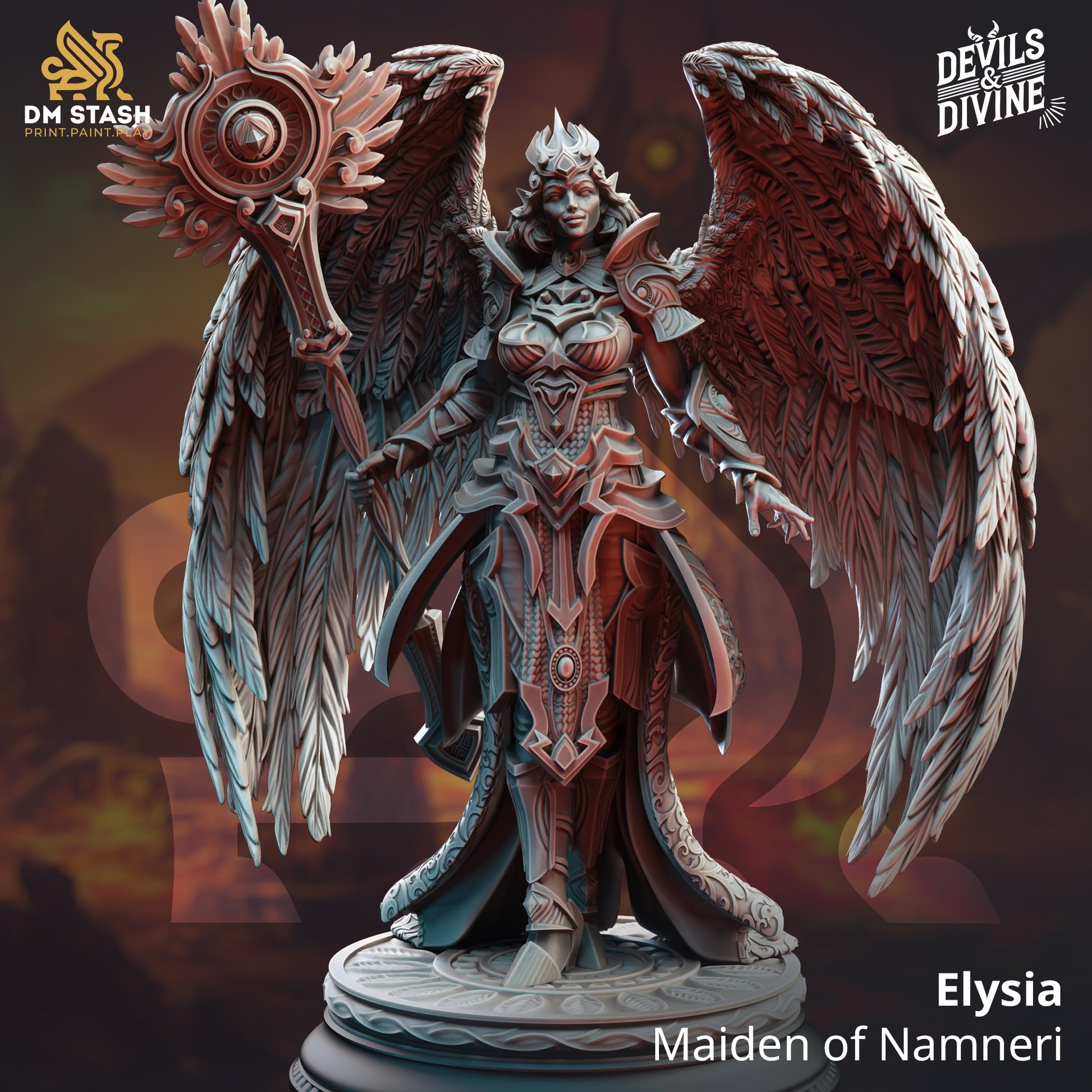 Elysia Maiden of Namneri D&D miniatuur - elegante mystieke maiden met natuurlijke magie uit Feet First Into Hell campagne, premium DND miniaturen fantasy karakter voor TTRPG roleplay uit Nederland bij Quest & Craft