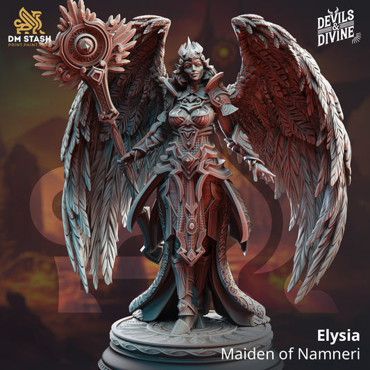 Elysia Maiden of Namneri D&D miniatuur - elegante mystieke maiden met natuurlijke magie uit Feet First Into Hell campagne, premium DND miniaturen fantasy karakter voor TTRPG roleplay uit Nederland bij Quest & Craft