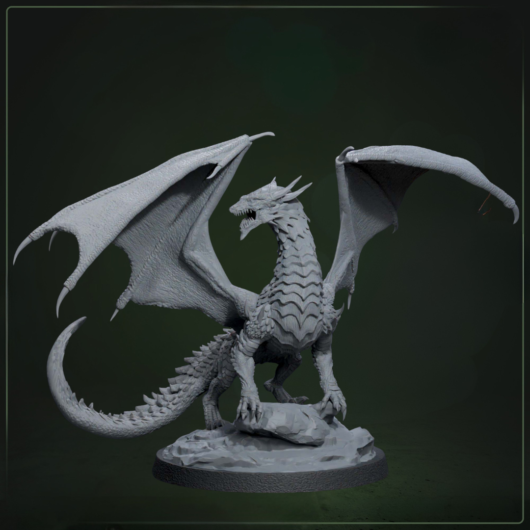 Ethyrion Young Storm Dragon D&D miniatuur - elektrische storm dragon boss uit Solaris Drakkarum collectie, hoogdetail resin DND miniaturen voor fantasy tabletop RPG van Quest & Craft
