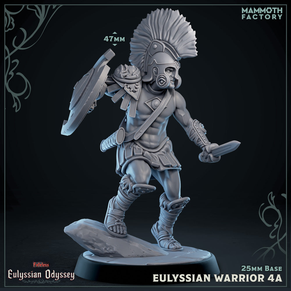 Eulyssian Warriors 4A D&D miniatuur - drijgende houding-heroïsche Griekse garde uit mythologische warband set, DND miniaturen voor epische campaigns van Quest & Craft
