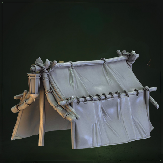 Fantasy Tent Terrein D&D miniatuur - tabletop terrein kampement tent uit 3D Tabletop Terrein collectie, hoogdetail resin DND miniaturen terrein voor wilderness fantasy tabletop RPG van Quest & Craft
