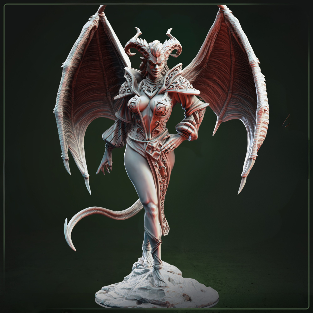 Fortuna Succubus of the Sixth Reverie D&D miniatuur - elegante verleidelijke demon met supernatural charme uit Feet First Into Hell campagne, premium DND miniaturen fantasy succubus voor TTRPG roleplay uit Nederland bij Quest & Craft