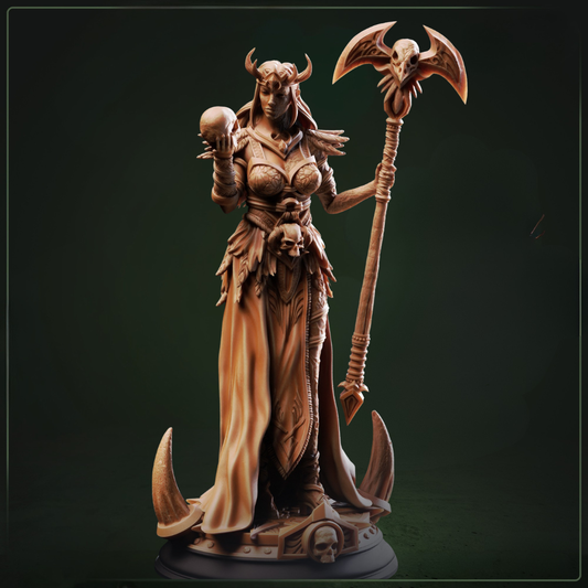 Hel Maiden of Death D&D miniatuur - sinistere divine goddess met death symbols uit Shadow over Nordheim collectie, premium DND miniaturen fantasy underworld ruler voor TTRPG divine encounters uit Nederland bij Quest & Craft