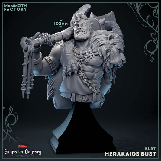 Herakaios Bust D&D miniatuur - premium character bust mythische held uit Eulyssian Odyssey collectie, hoogdetail resin DND miniaturen bust voor verzamelaars van Quest & Craft
