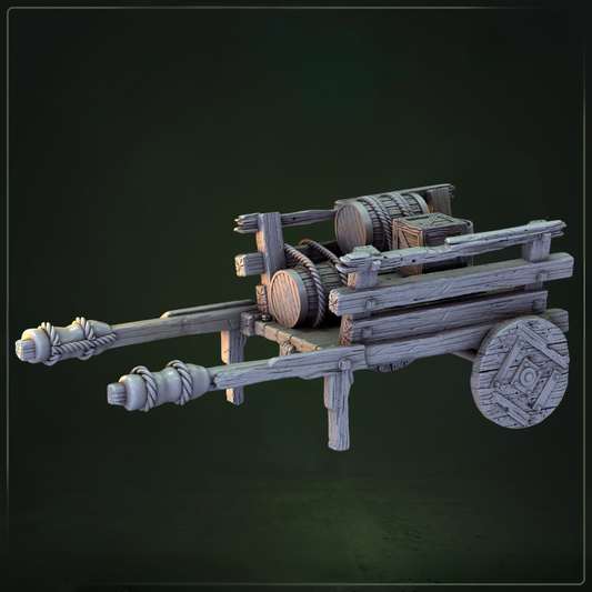 Houten Kar Terrein D&D miniatuur - authentieke tabletop terrein scenery uit 3D Tabletop Terrein collectie, hoogdetail resin DND miniaturen terrein voor immersieve fantasy tabletop RPG van Quest & Craft
