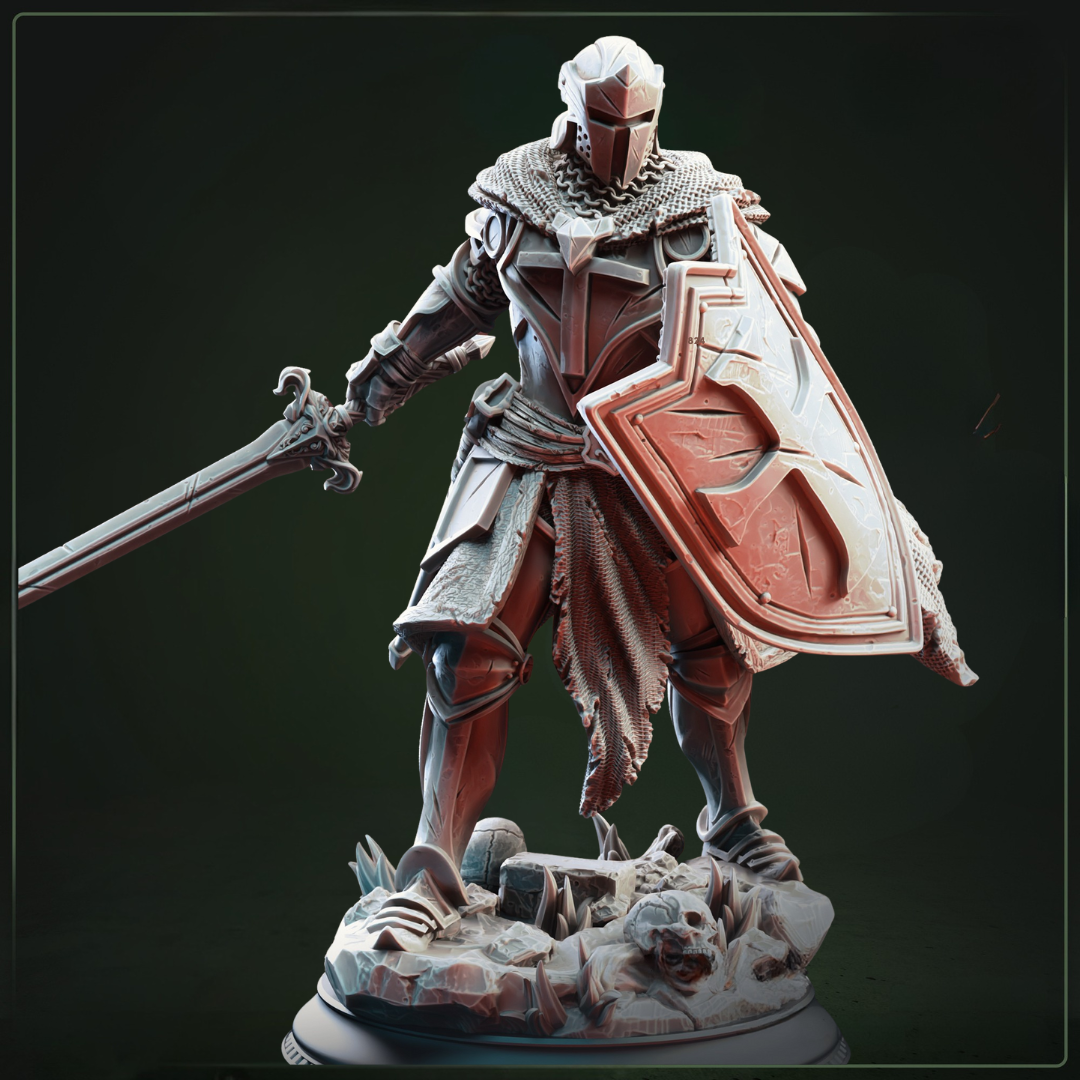Leopold the Undying Cursed Paladin D&D miniatuur - tragische undead paladin met cursed armor uit Feet First Into Hell campagne, premium DND miniaturen fantasy cursed hero voor TTRPG moral encounters uit Nederland bij Quest & Craft