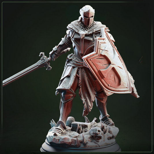 Leopold the Undying Cursed Paladin D&D miniatuur - tragische undead paladin met cursed armor uit Feet First Into Hell campagne, premium DND miniaturen fantasy cursed hero voor TTRPG moral encounters uit Nederland bij Quest & Craft