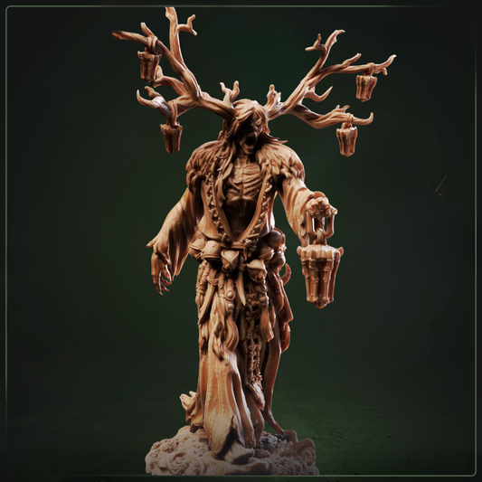 Lykteholder Elderwood Draugr D&D miniatuur - sinistere undead forest guardian met corrupted bark texture uit Shadow over Nordheim collectie, premium DND miniaturen fantasy undead nature voor TTRPG horror encounters uit Nederland bij Quest & Craft