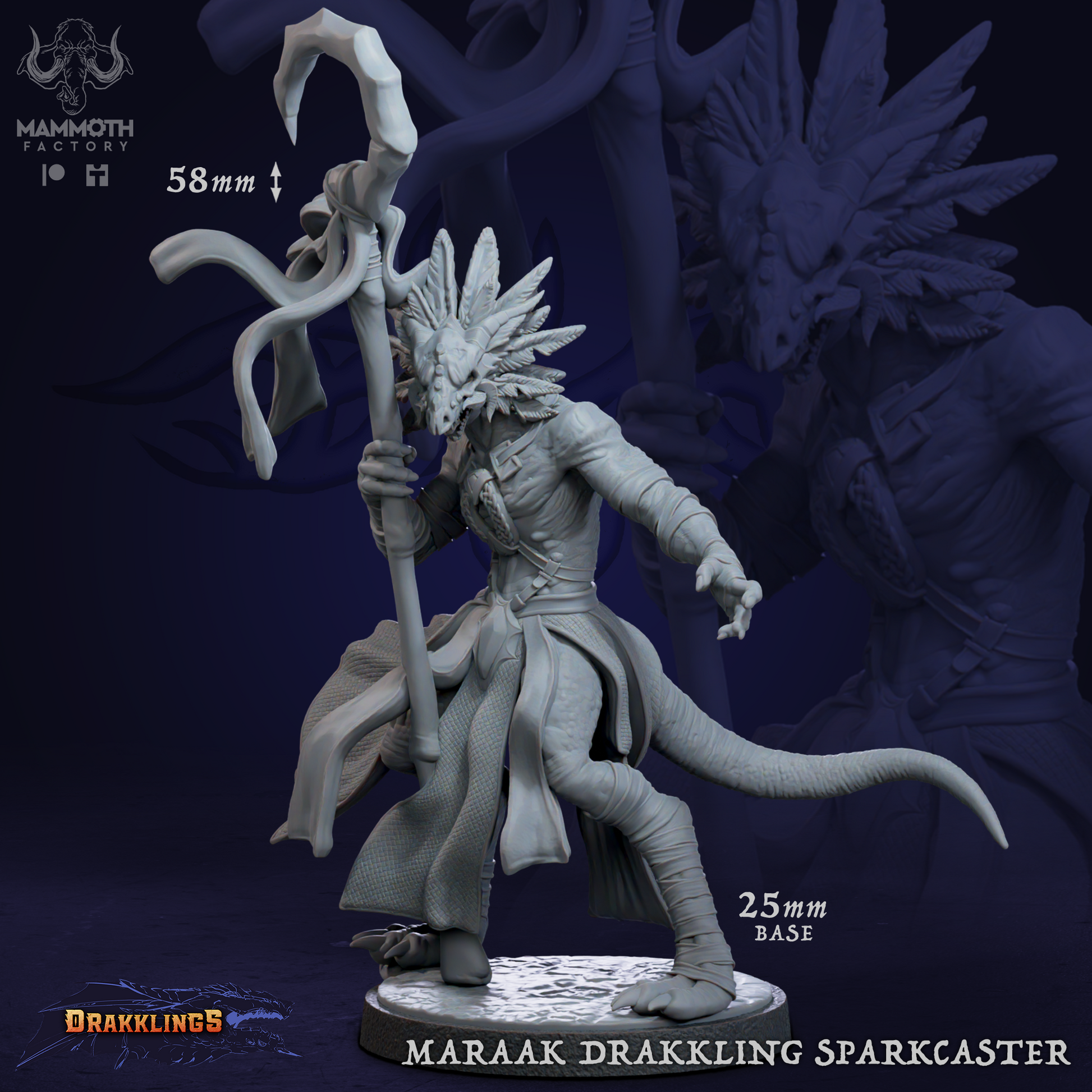 Maraak Drakkling Sparkcaster D&D miniatuur - magische drakkling spellcaster uit Drakklings of Dragons Keep collectie, hoogdetail resin DND miniaturen voor fantasy tabletop RPG van Quest & Craft
