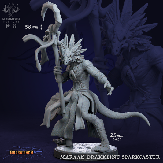 Maraak Drakkling Sparkcaster D&D miniatuur - magische drakkling spellcaster uit Drakklings of Dragons Keep collectie, hoogdetail resin DND miniaturen voor fantasy tabletop RPG van Quest & Craft
