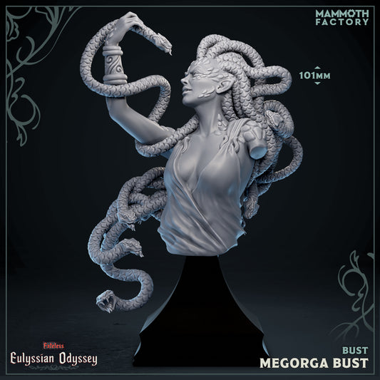 Megorga Bust D&D miniatuur - premium character bust gorgon queen met slangenhaar, hoogdetail resin DND miniaturen bust voor verzamelaars van Quest & Craft
