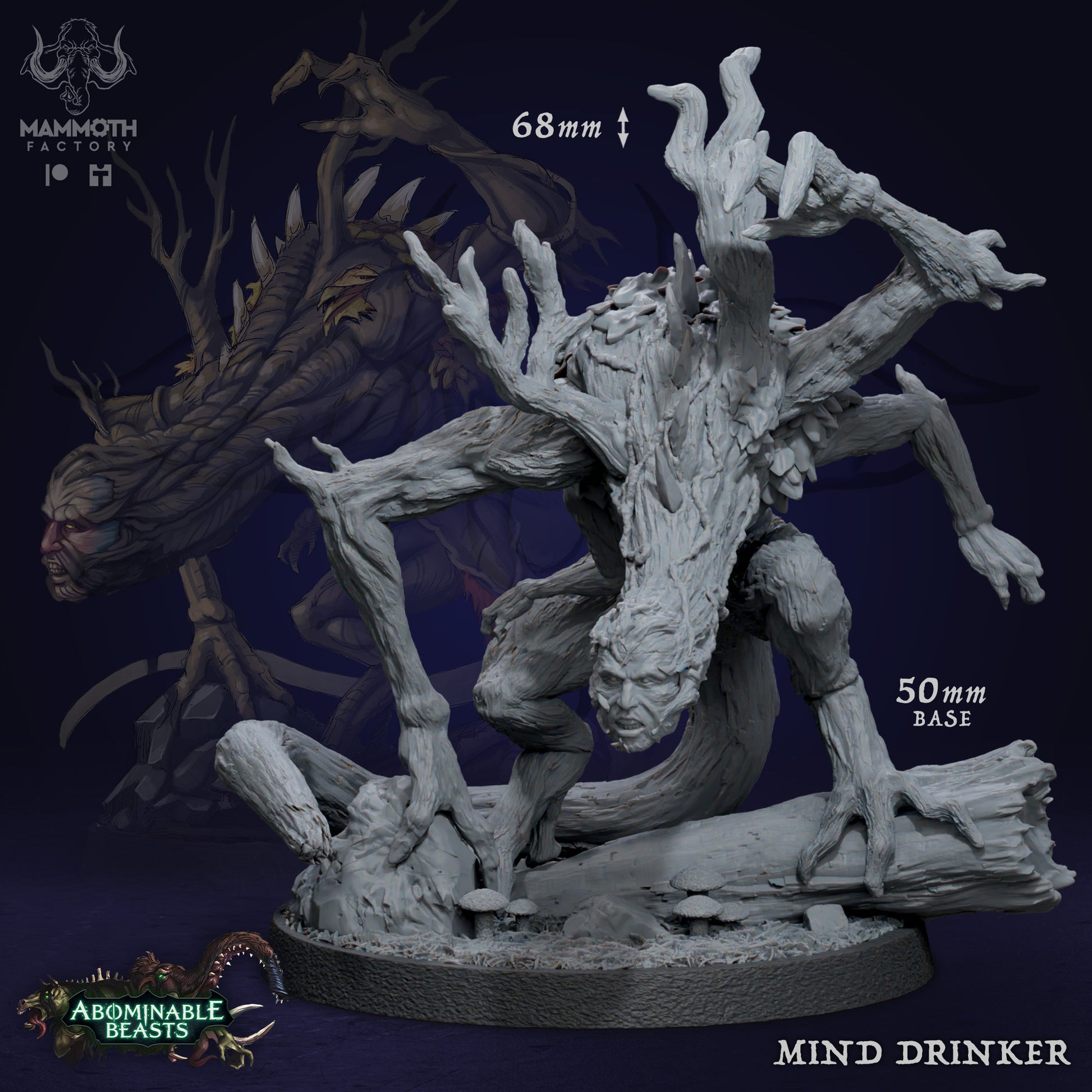 Mind Drinker D&D miniatuur - angstaanjagende psychisch monster uit Abominable Beasts collectie, hoogdetail resin DND miniaturen voor fantasy tabletop RPG van Quest & Craft
