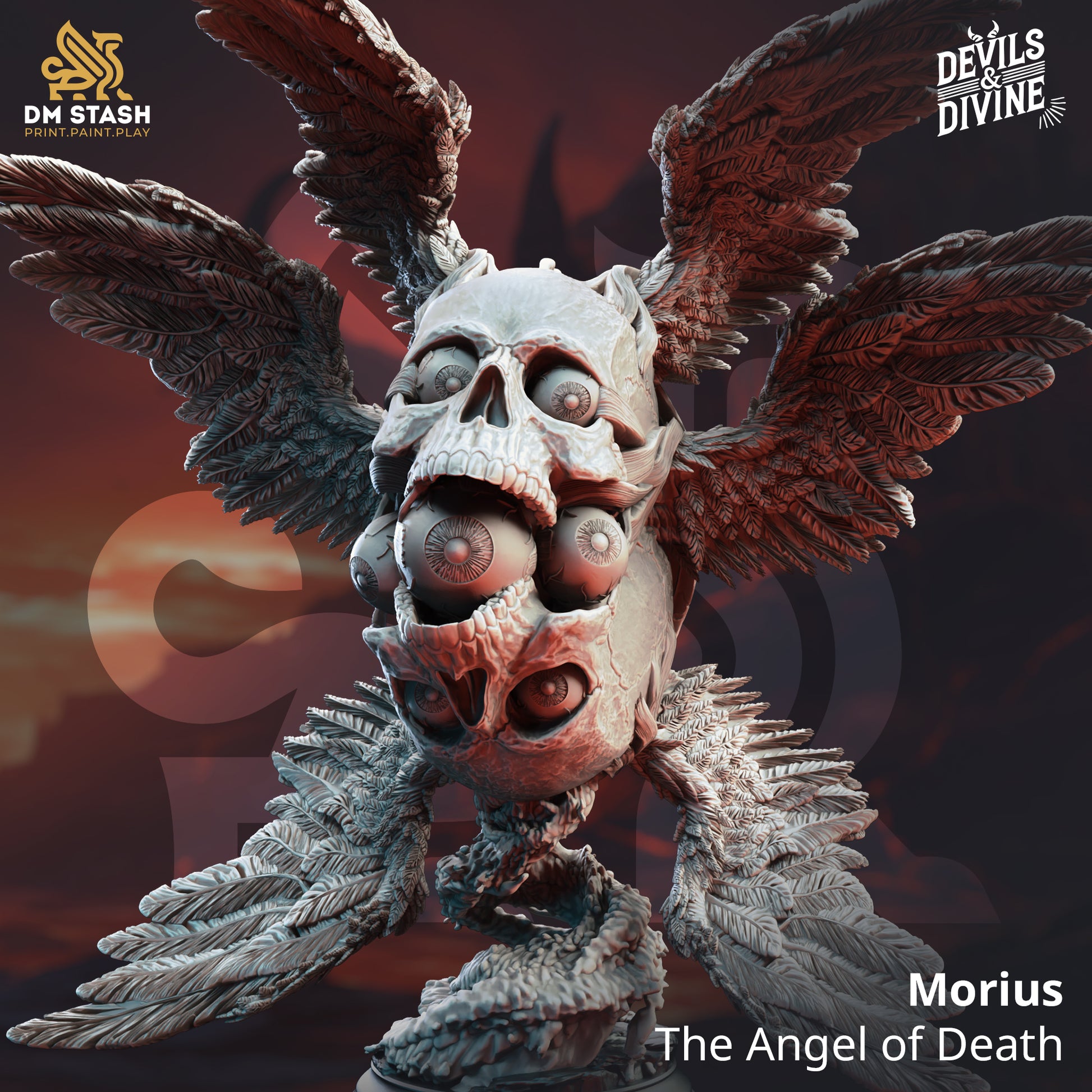 Morius Angel of Death D&D miniatuur - imposante dark angel met divine wings uit Feet First Into Hell campagne, premium DND miniaturen fantasy celestial boss voor TTRPG final encounters uit Nederland bij Quest & Craft
