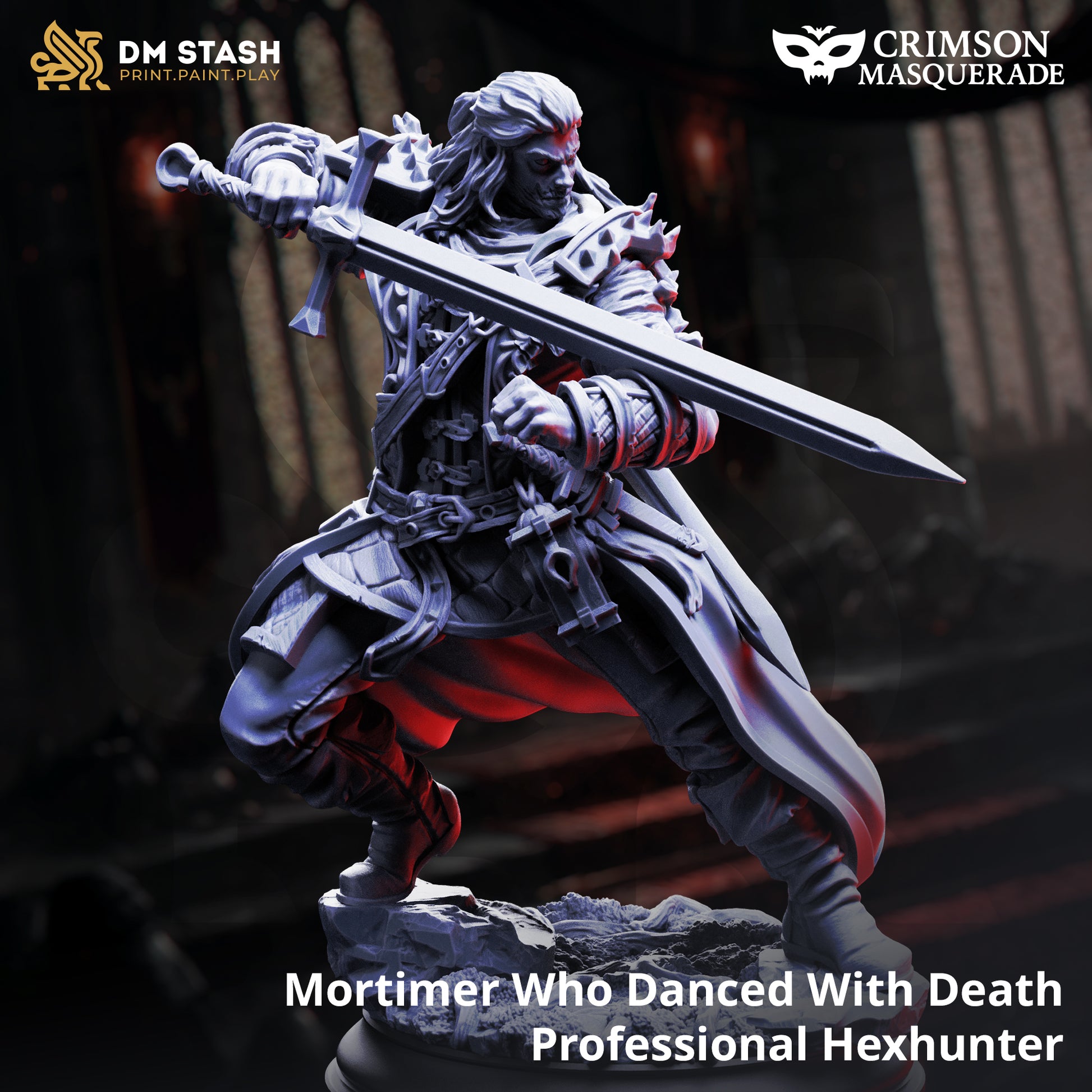 Mortimer Who Danced With Death D&D miniatuur - mysterieuze death figure met flowing robes en otherworldly expression, premium DND miniaturen fantasy necromantic character voor dark mystical TTRPG campaigns uit Nederland bij Quest & Craft