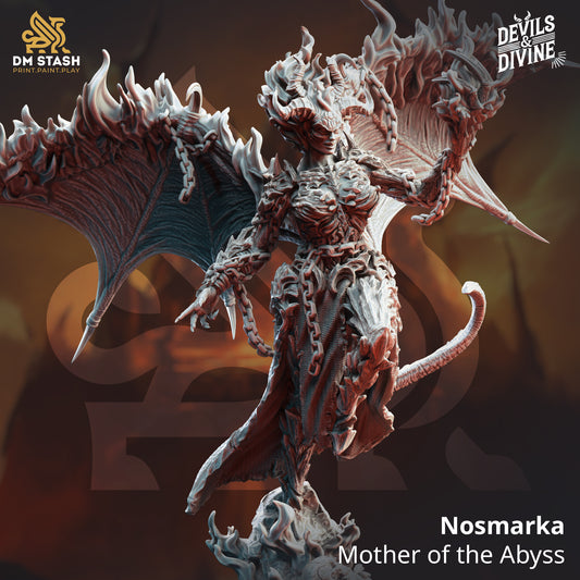 Nosmarka Mother of the Abyss D&D miniatuur - terrifying primordial demon lord met abyssal tentacles uit Feet First Into Hell campagne, premium DND miniaturen fantasy ultimate boss voor TTRPG final encounters uit Nederland bij Quest & Craft