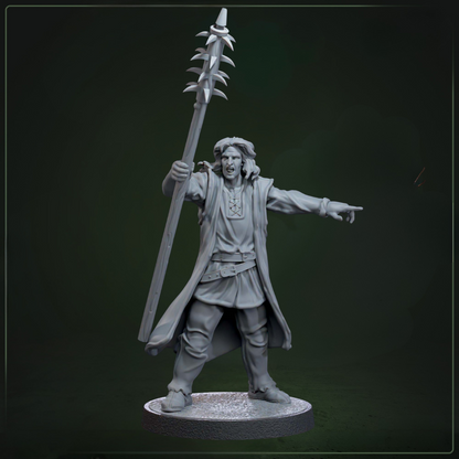 Peasant 2 D&D miniatuur - NPC villager met eenvoudige wapens uit peasants warband set, fantasy miniaturen voor village encounters bij Quest & Craft
