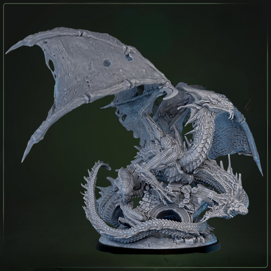 Sagerasa D&D miniatuur - legendarische tweekoppige draak large scale boss uit Cliffs of Drakkenfall collectie, hoogdetail resin DND miniaturen voor fantasy tabletop RPG van Quest & Craft
