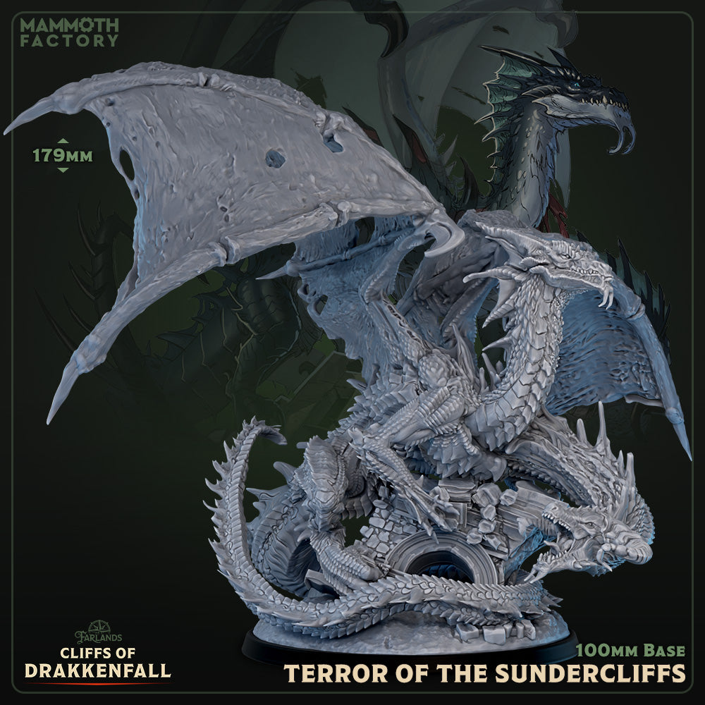 Sagerasa D&D miniatuur - legendarische tweekoppige draak large scale boss uit Cliffs of Drakkenfall collectie, hoogdetail resin DND miniaturen voor fantasy tabletop RPG van Quest & Craft
