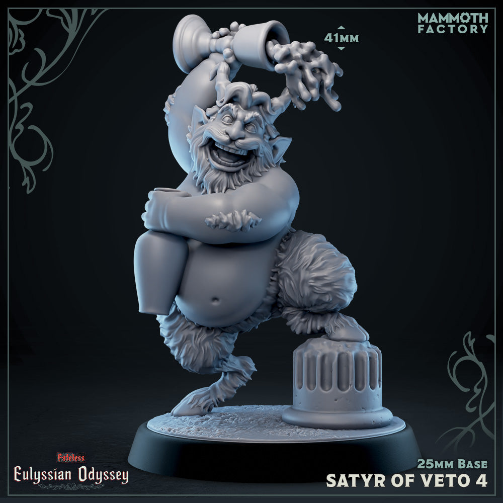 Satyrs of Veto 4 D&D miniatuur - wijnflessen en dronken - Griekse mythologie satyr met charme uit warband collectie, DND miniaturen voor tabletop RPG bij Quest & Craft
