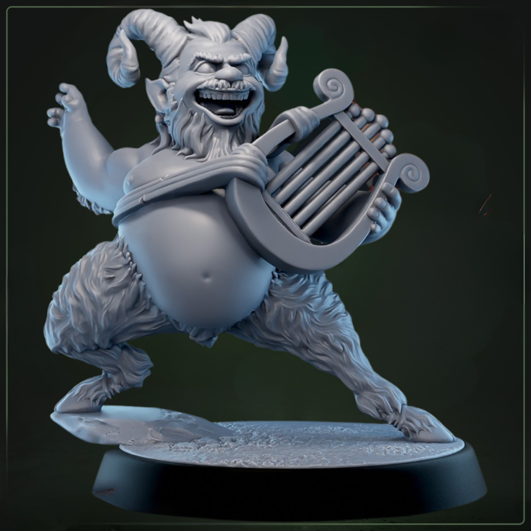 Satyrs of Veto 3 D&D miniatuur - harp in hand - ondeugende wezen uit Eulyssian Odyssey warband, TTRPG miniaturen voor Dungeons & Dragons van Quest & Craft
