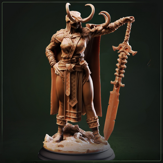 Skadi Maiden of Vengeance D&D miniatuur - meedogenloze divine huntress met divine weapons uit Shadow over Nordheim collectie, premium DND miniaturen fantasy goddess voor TTRPG justice encounters uit Nederland bij Quest & Craft