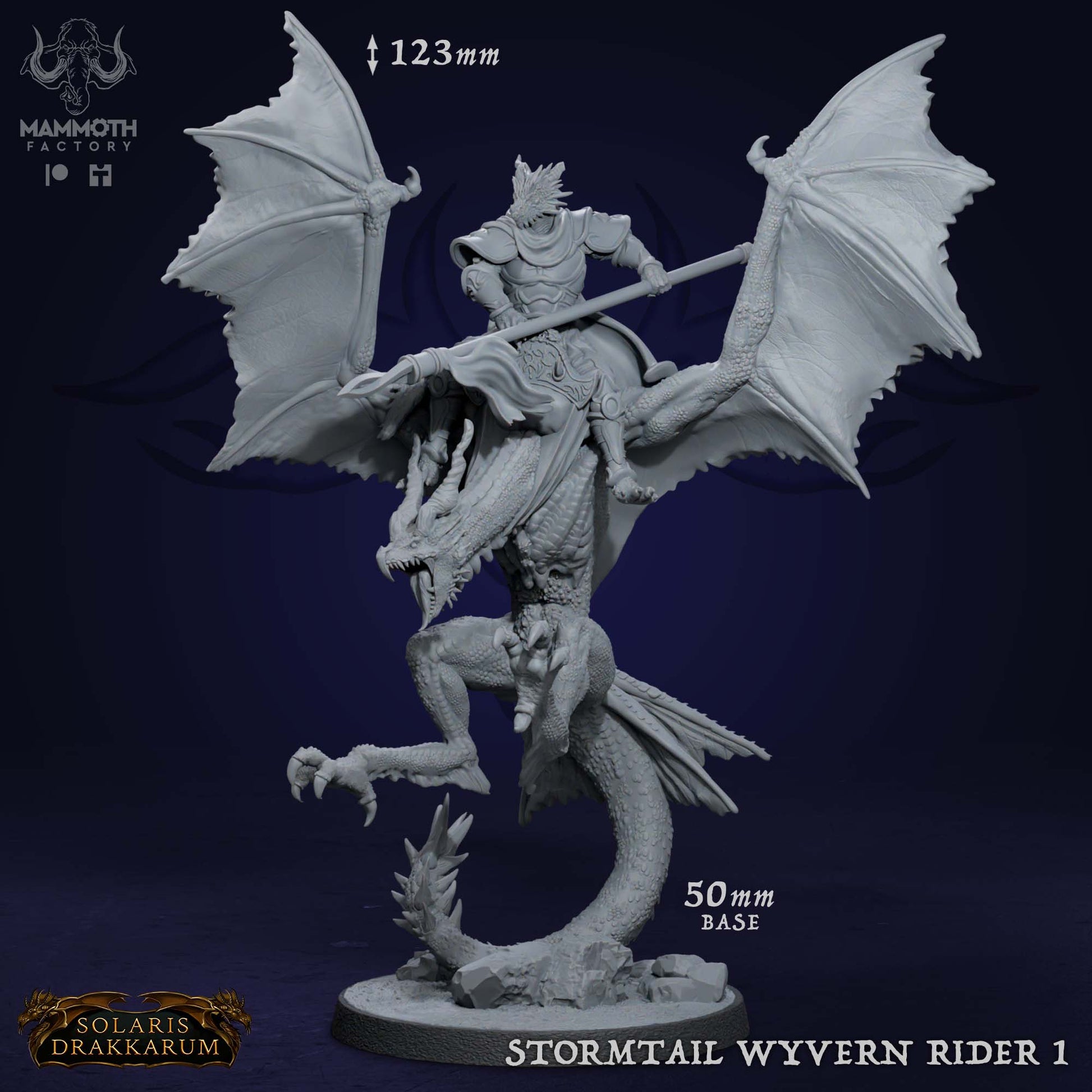 Drakkari Wyvern Riders 1 D&D miniatuur - elite drakenridder uit Solaris Drakkarum warband, hoogdetail resin DND miniaturen voor fantasy tabletop RPG van Quest & Craft
