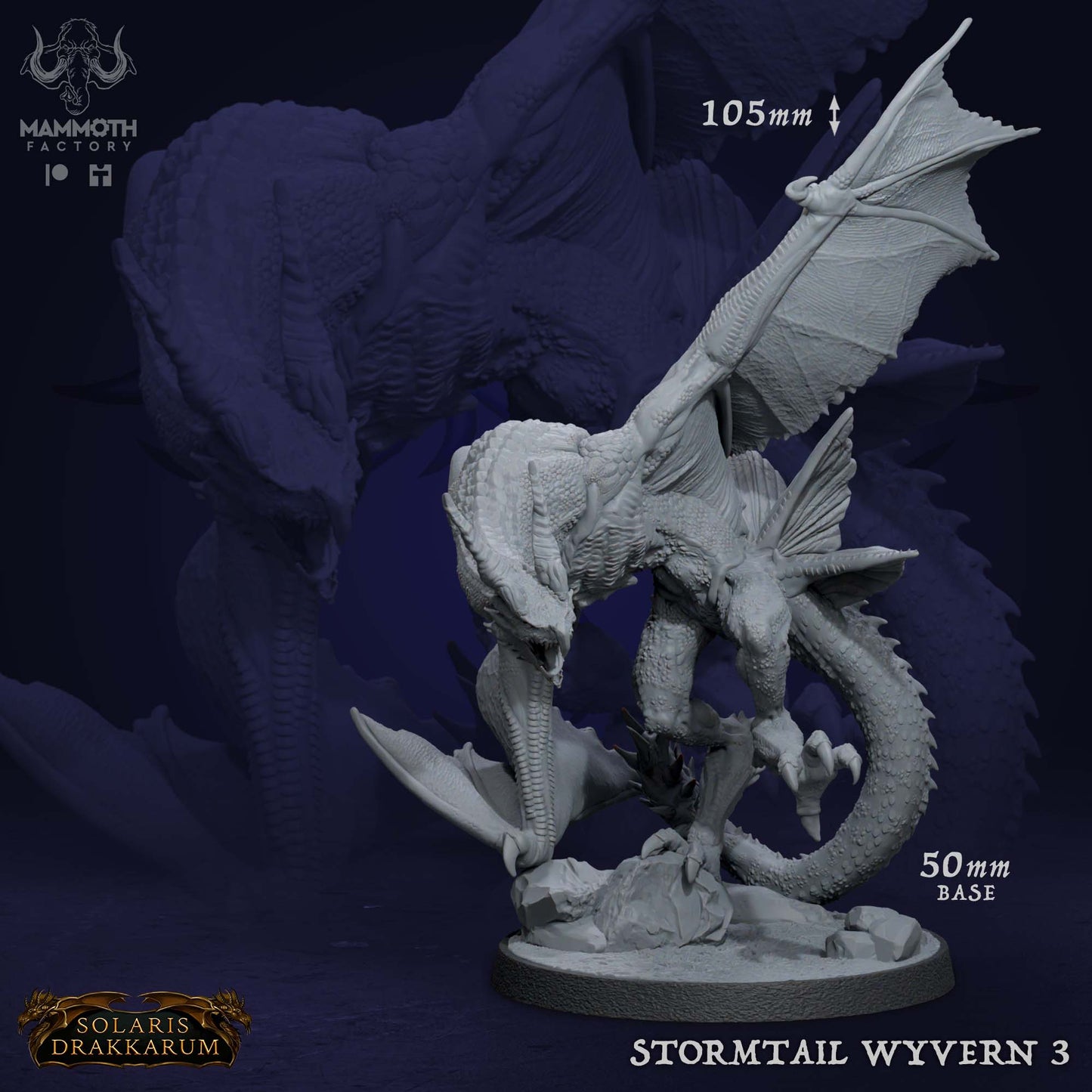 Stormtail Wyvern 3 D&D miniatuur - complete stormtail wyverns warband uit Solaris Drakkarum collectie, Nederlandse kwaliteit Quest & Craft miniaturen nederland voor elektrische luchtgevecht encounters
