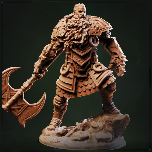 Surtrson Fire Jötunn D&D miniatuur - imposante elemental fire giant met flame details uit Shadow over Nordheim collectie, premium DND miniaturen fantasy primordial giant voor TTRPG epic encounters uit Nederland bij Quest & Craft