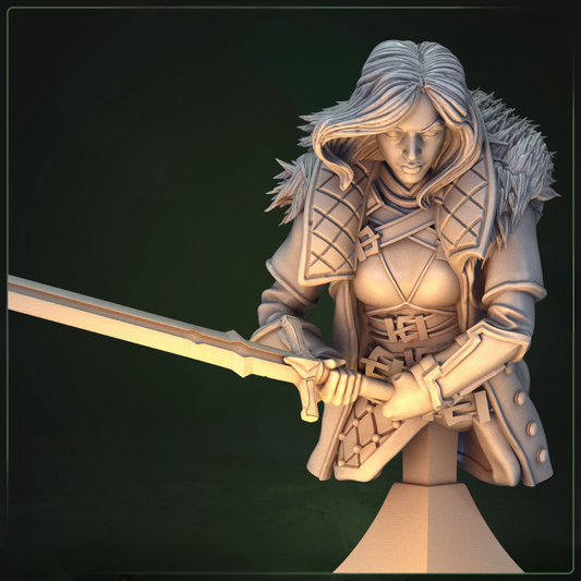 Talassa Bust Heldin D&D Character Bust - heroïsche premium fantasy verzamelobject uit D&D Character Busts collectie, hoogdetail resin bust voor fantasy tabletop van Quest & Craft
