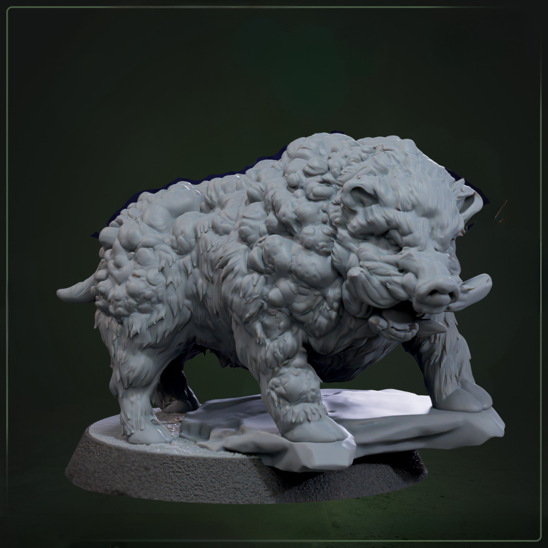 Tarr Boar D&D miniatuur - gecorrumpeerd everzwijn met etterende abcessen uit corrupted beasts warband, DND miniaturen voor horror encounters bij Quest & Craft
