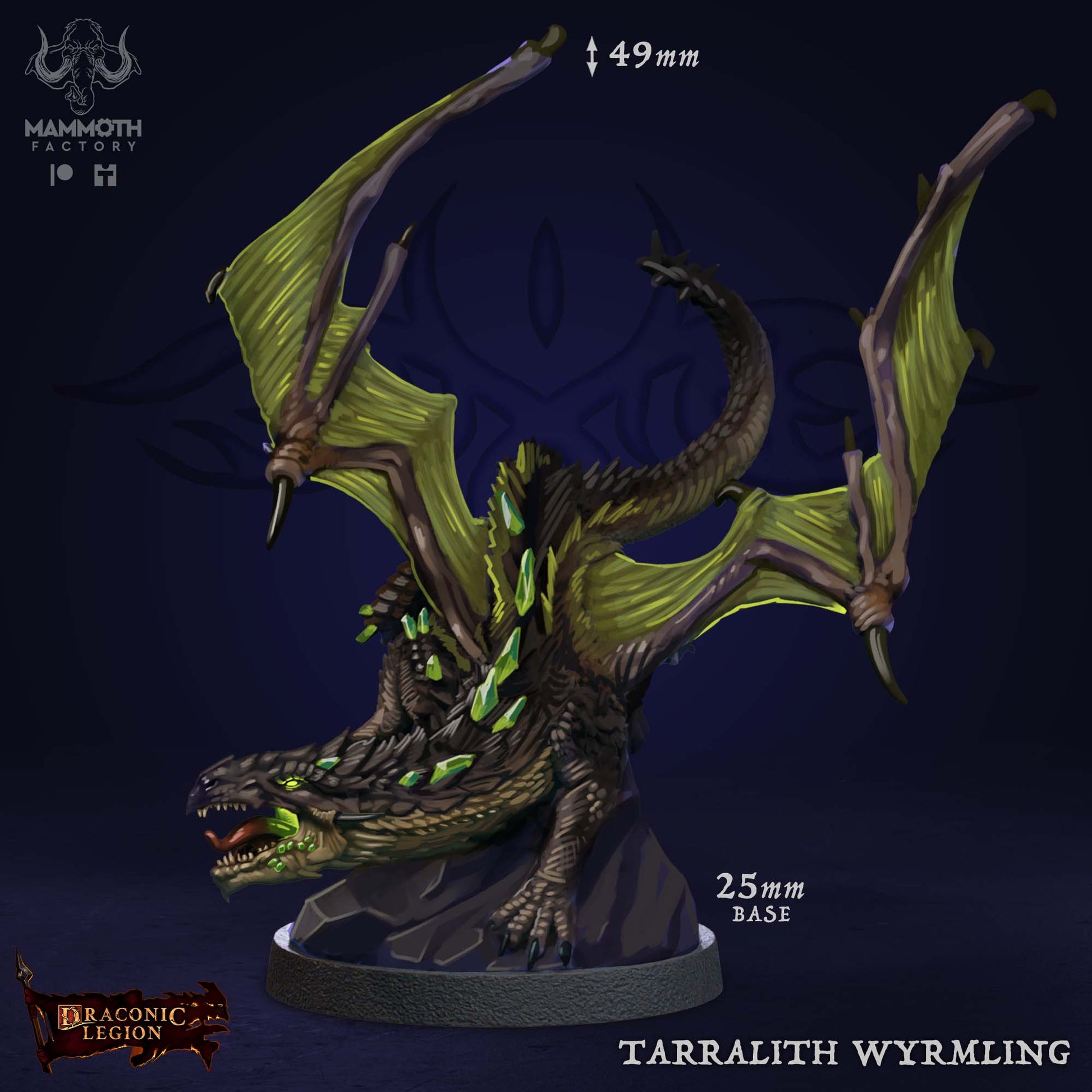 Tarralith Wyrmling D&D miniatuur - colorreference-mysterieuze magie-etende draak uit Tarralith Dragon Evolution collectie, hoogdetail resin DND miniaturen voor fantasy tabletop RPG van Quest & Craft
