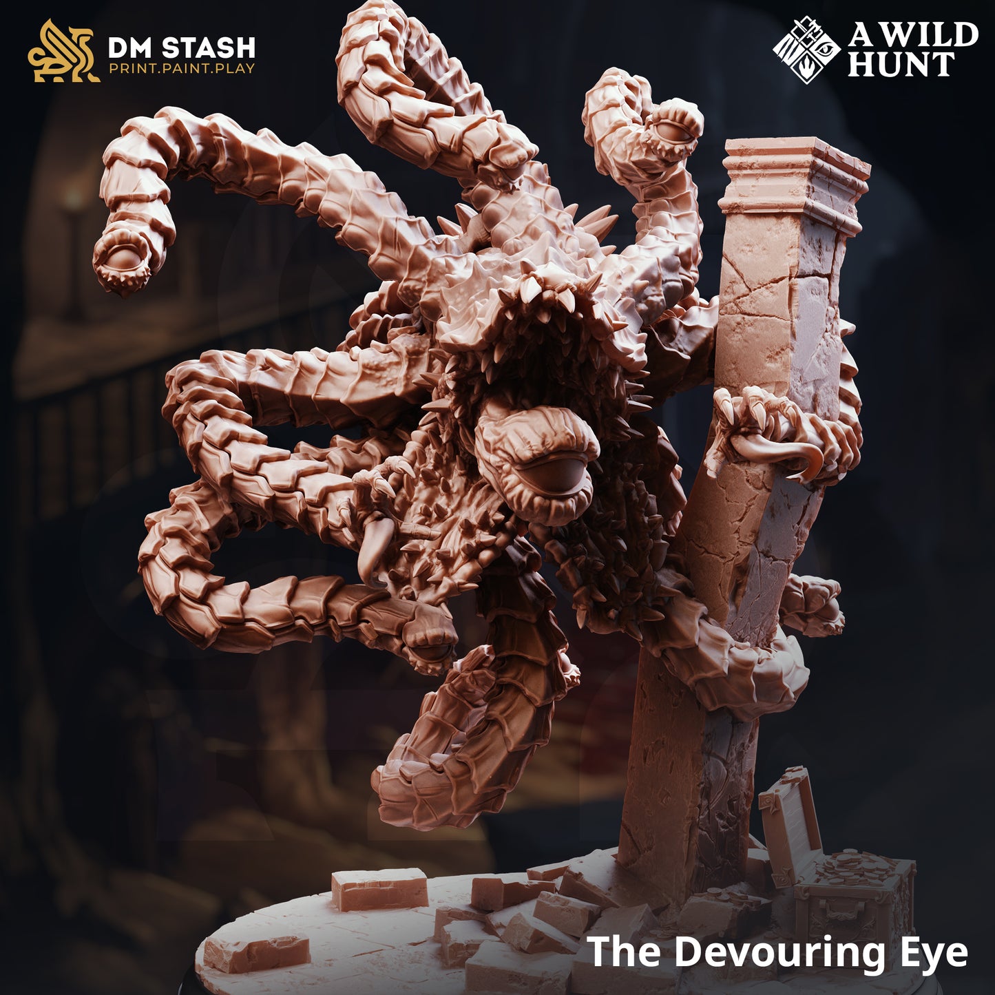The Devouring Eye Aberration Monster D&D miniatuur - angstaanjagende cosmic horror met otherworldly eyes uit A Wild Hunt collectie, premium DND miniaturen fantasy eldritch aberration voor TTRPG horror encounters uit Nederland bij Quest & Craft