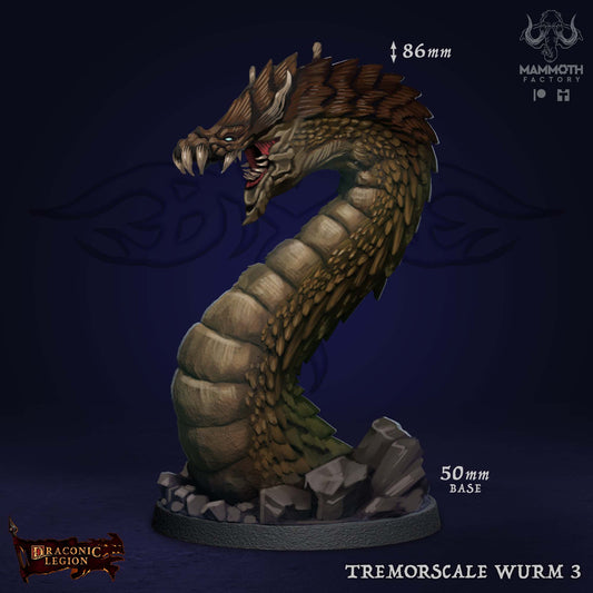 Tremorscale Wurm 3 D&D miniatuur - ColorReference- gigantische ondergrondse terreur monster uit Draconic Legion collectie, hoogdetail resin DND miniaturen voor fantasy tabletop RPG van Quest & Craft
