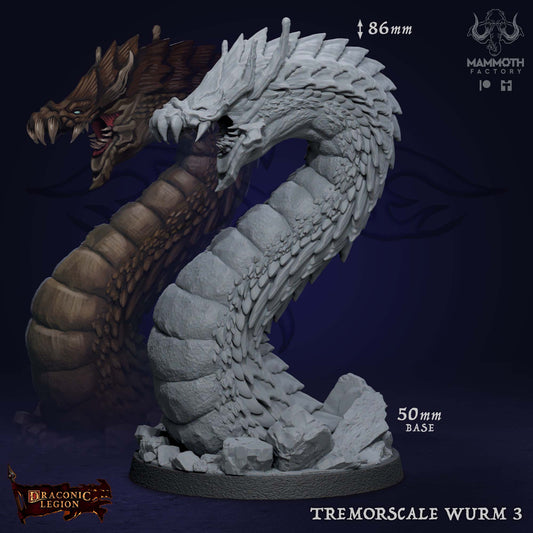 Tremorscale Wurm 3 D&D miniatuur - gigantische ondergrondse terreur monster uit Draconic Legion collectie, hoogdetail resin DND miniaturen voor fantasy tabletop RPG van Quest & Craft
