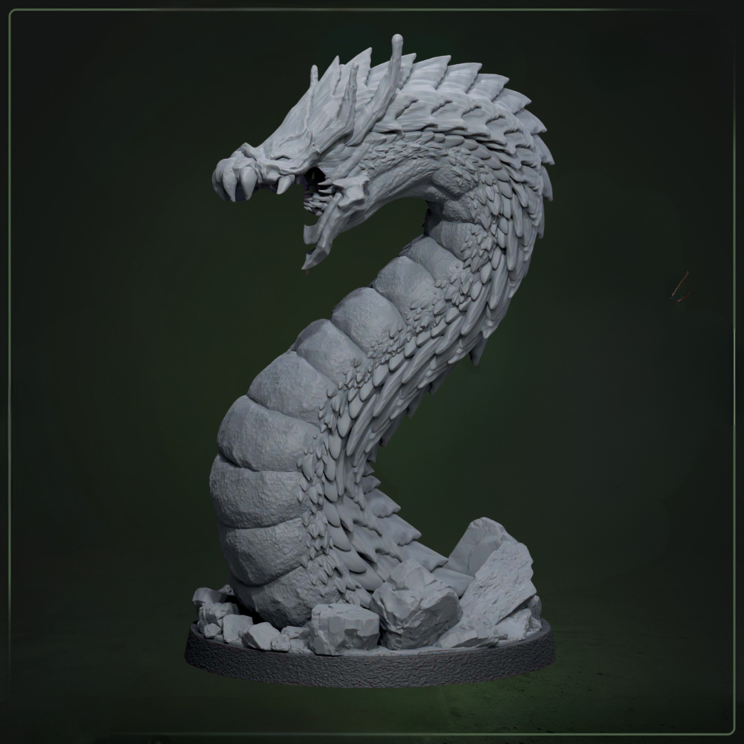 Tremorscale Wurm D&D miniatuur - gigantische ondergrondse terreur monster uit Draconic Legion collectie, hoogdetail resin DND miniaturen voor fantasy tabletop RPG van Quest & Craft

