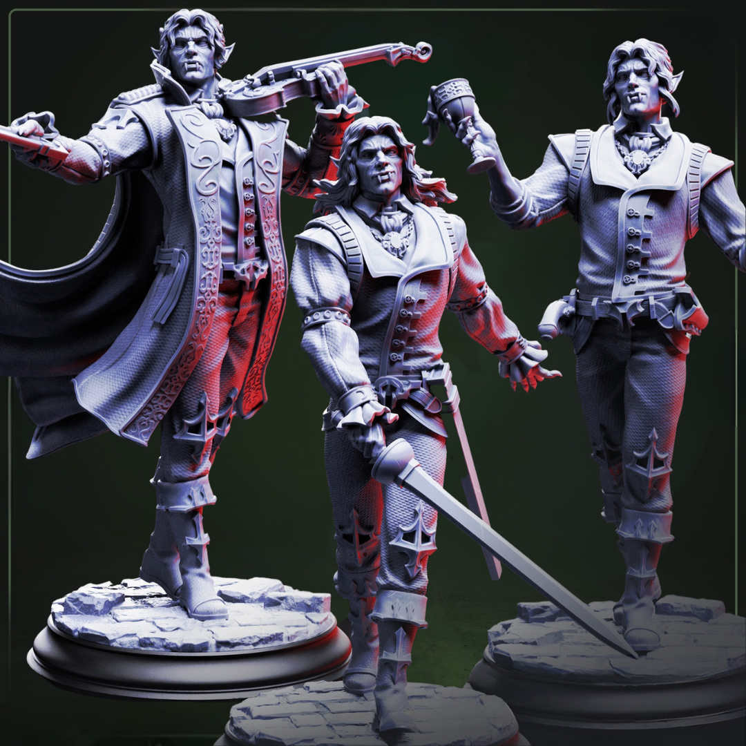 Vampire Socialites Guests of the Masquerade D&D miniaturen set - elegante vampier aristocraten met elaborate gowns en intricate masks, premium DND miniaturen fantasy high society voor masquerade TTRPG campaigns uit Nederland bij Quest & Craft